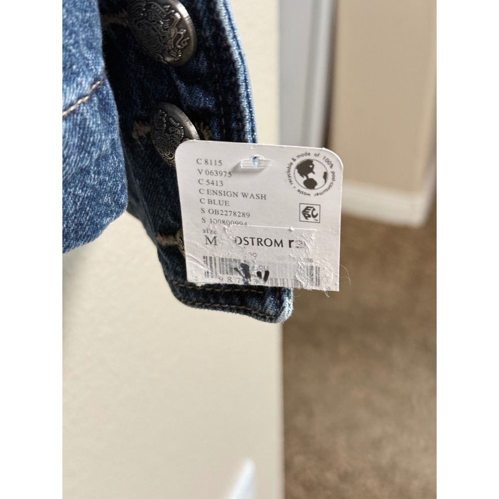 Free People We The Free Ensign Wash Blue Denim Military Jacket OB2278289 Medium - Picture 3 of 6